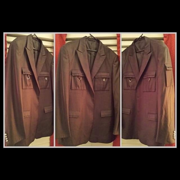 LANZINO UTILITARIAN Grey Blazer, XXL - Big & Tall - Picture 3 of 11